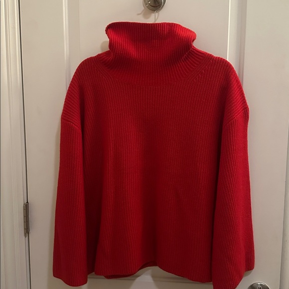 New J. Crew Red Wool and Cashmere Turtleneck Sweater - Picture 4 of 5